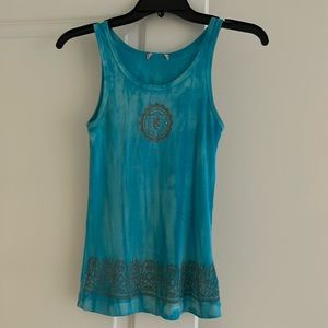 Turquoise Tank Top with Embellishments. Size M
